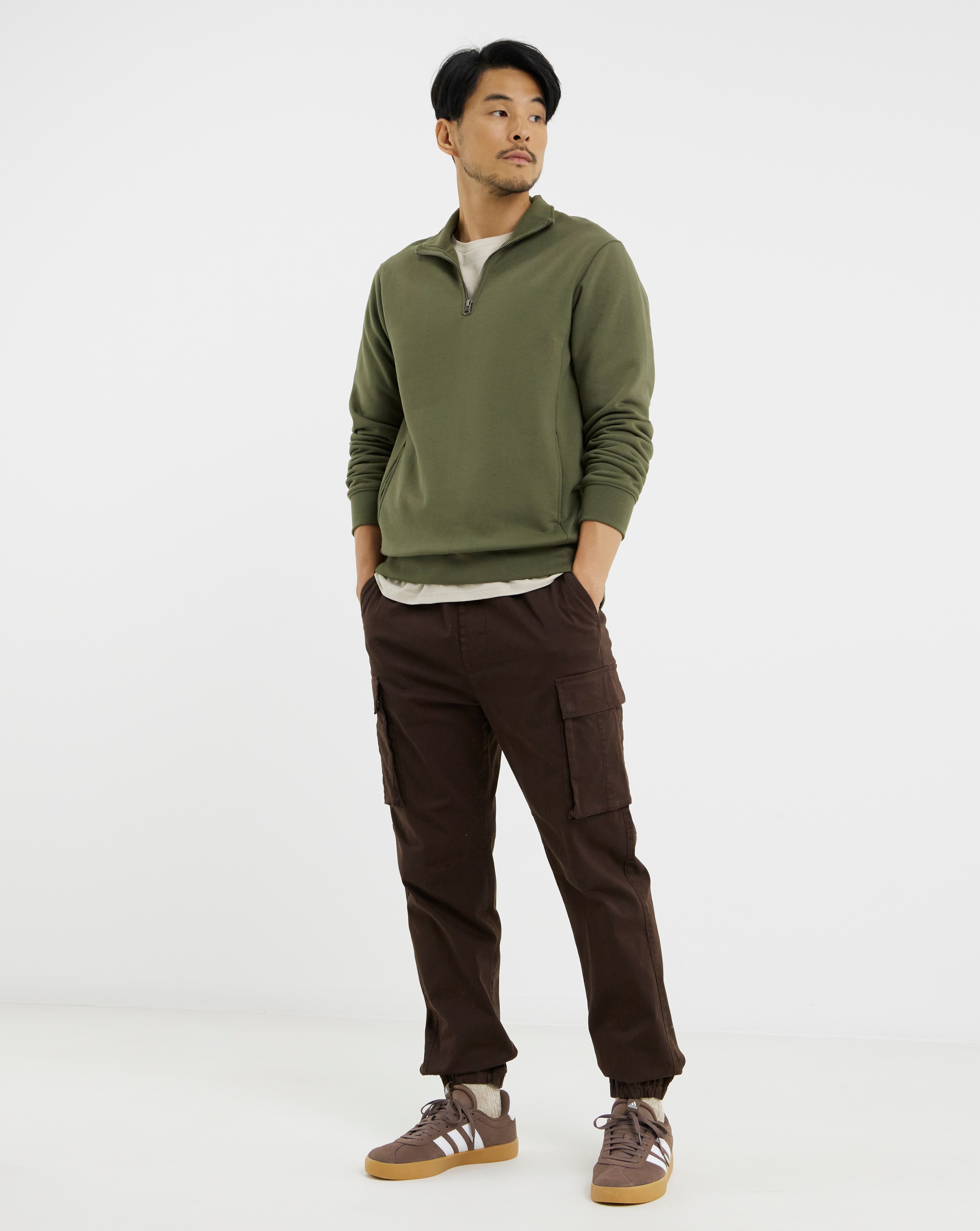 1/4 Zip Funnel Neck Sweatshirt