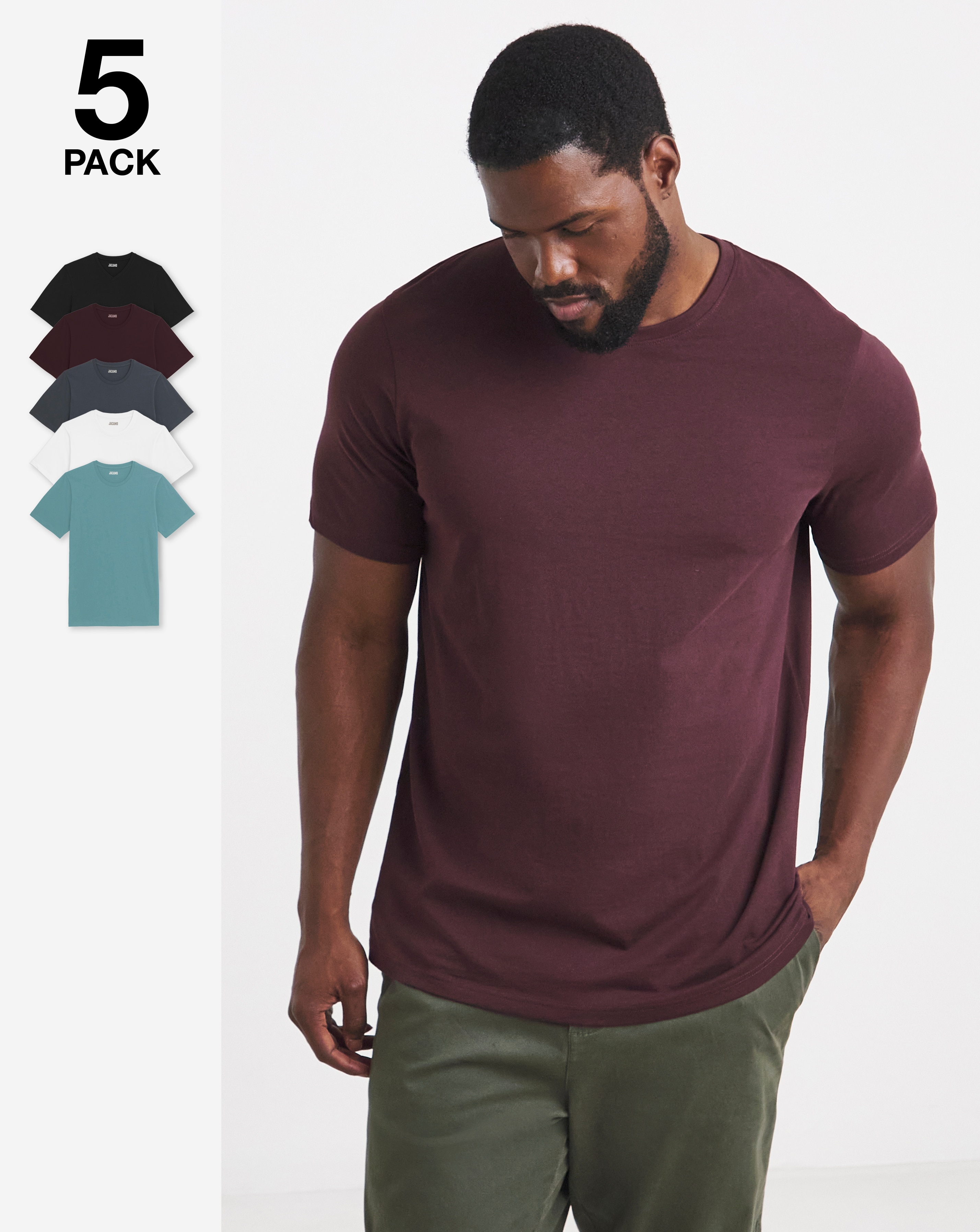 5 Pack Crew Neck T-Shirts Long
