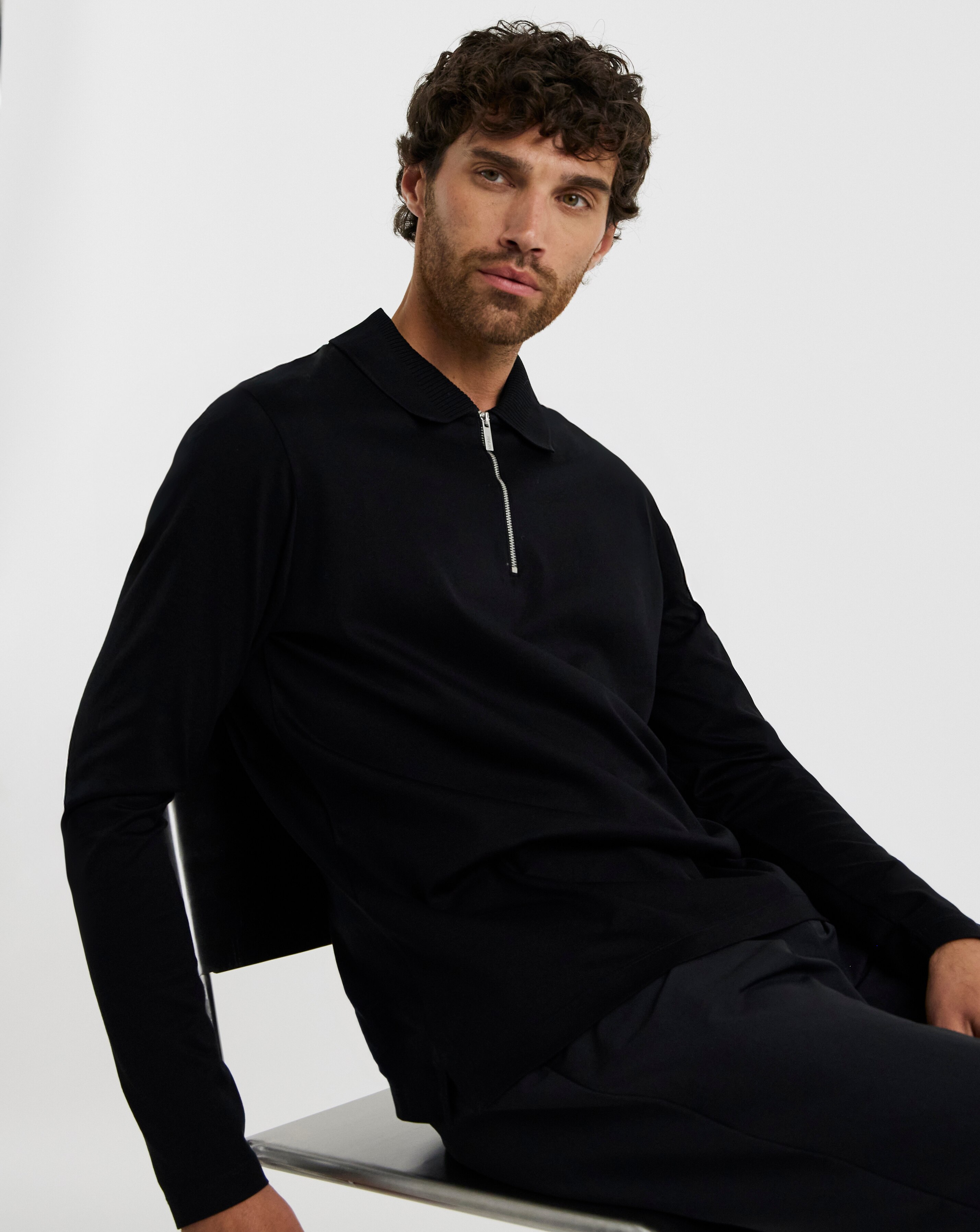 Folio Supima Zip Long Sleeve Polo