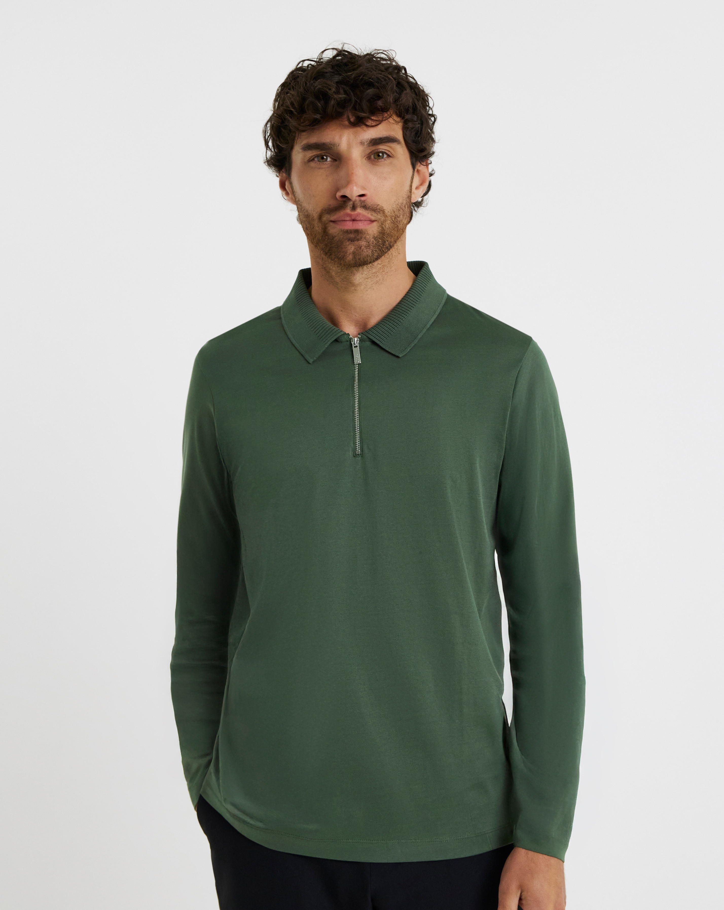 Folio Mercerised Su Zip Long Sleeve Polo