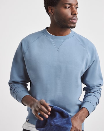 Union Garment Dyed Raglan Crew Neck Sweatshirt-Blue