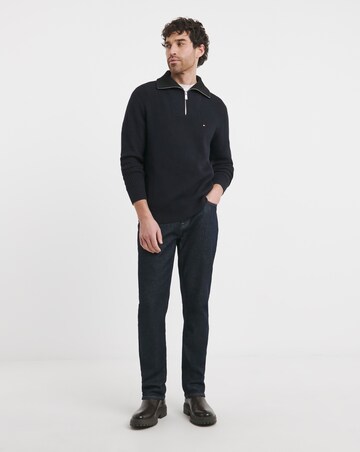 Tommy Hilfiger Chunky Cotton Rib Zip Knit - Navy