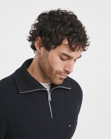 Tommy Hilfiger Chunky Cotton Rib Zip Knit - Navy