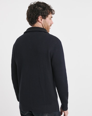 Tommy Hilfiger Chunky Cotton Rib Zip Knit - Navy