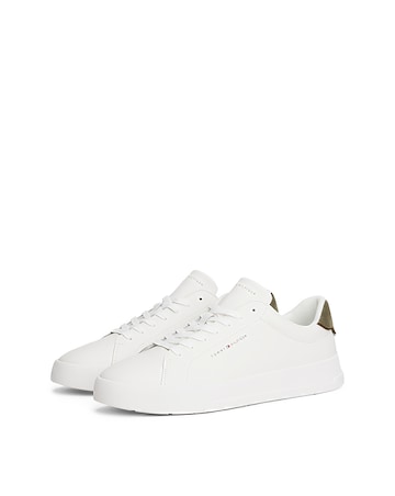 Tommy Hilfiger Court Leather Trainer - Ecru/Green
