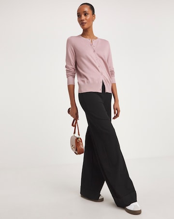 Pink Crew Neck Cardigan