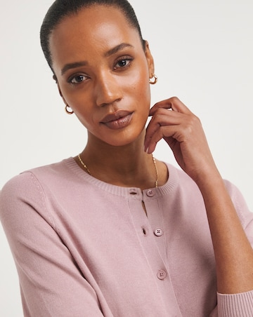 Pink Crew Neck Cardigan