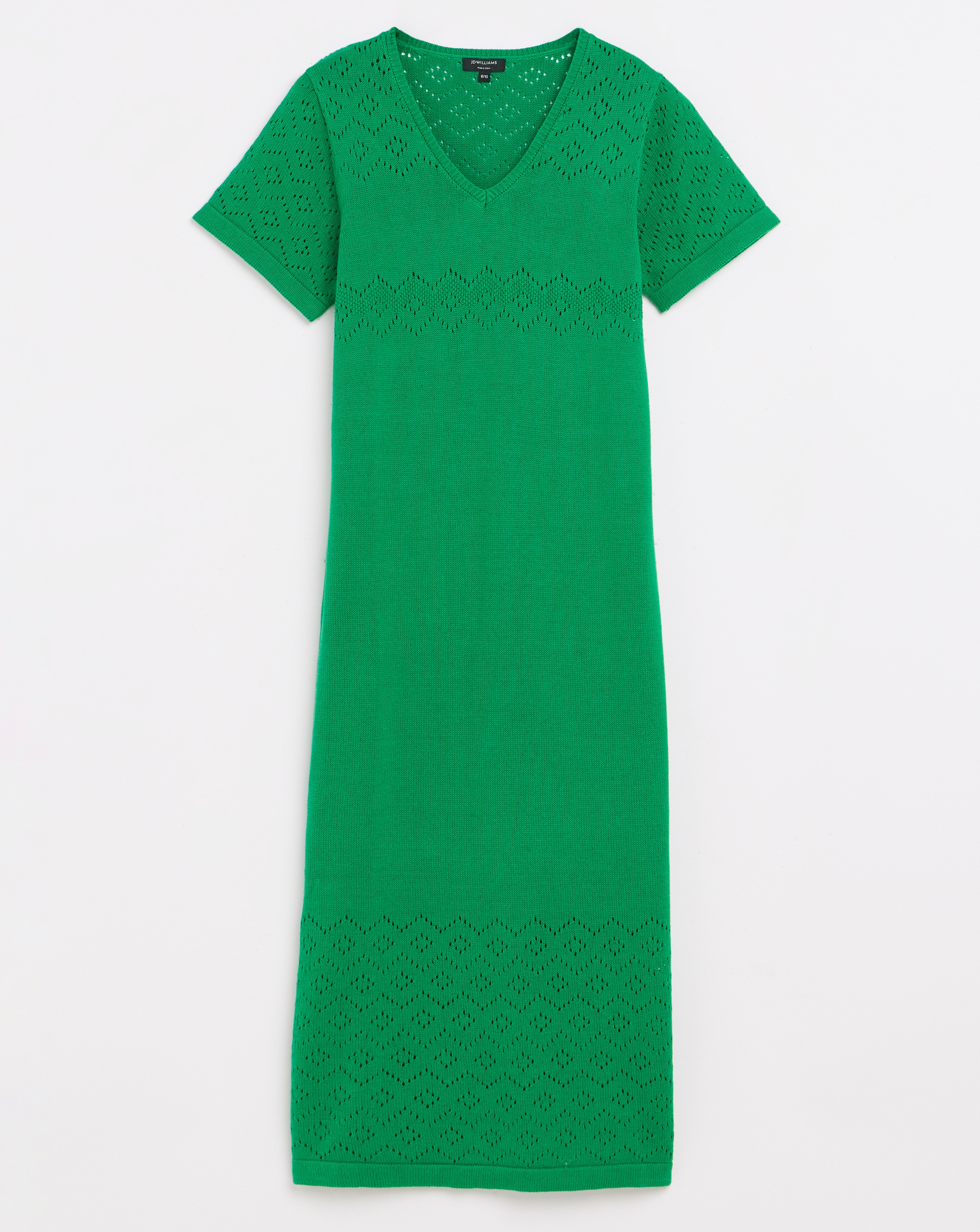 Short Sleeve V Neck Midi Dress