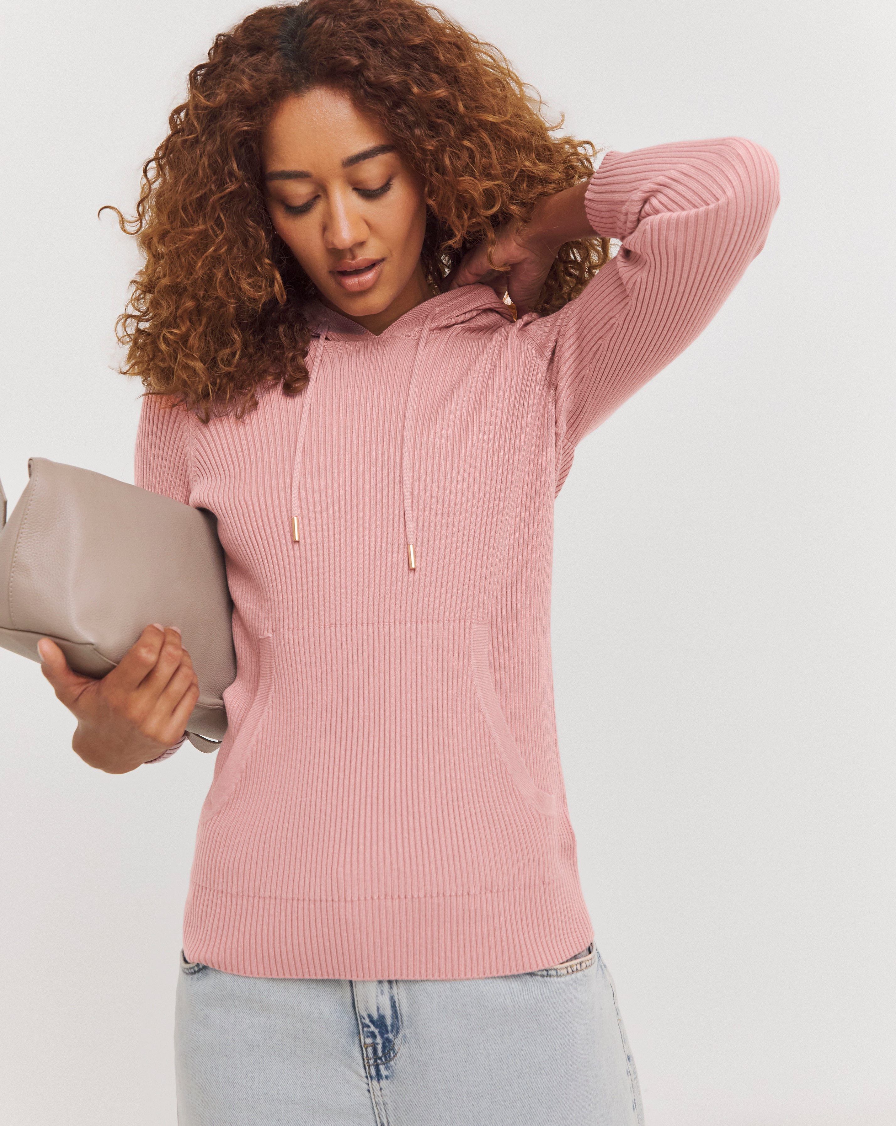 Ribbed Knitted Hoodie