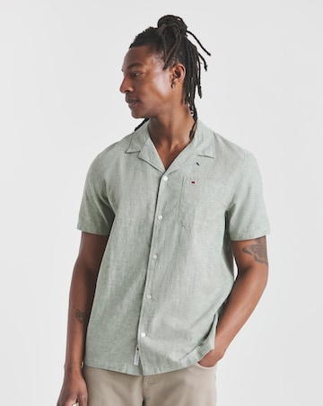 Tommy Jeans Short Sleeve Linen Blend Shirt - Green
