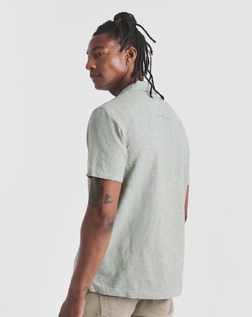 Tommy Jeans Short Sleeve Linen Blend Shirt - Green