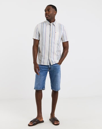 Tommy Jeans Short Sleeve Slub Shirt - White Stripe