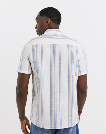 Tommy Jeans Short Sleeve Slub Shirt - White Stripe