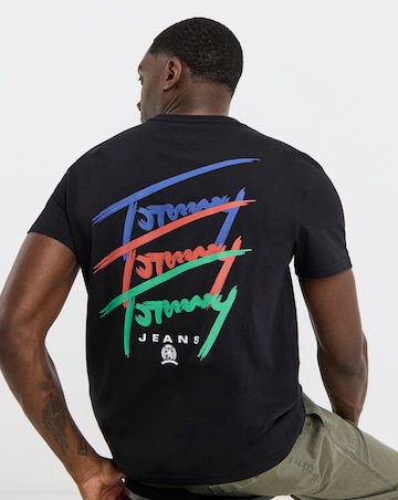 Tommy Jeans Back Print Twisted Signature T-Shirt - Black