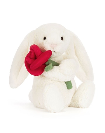 JellyCat - Bunny with Rose, Cream