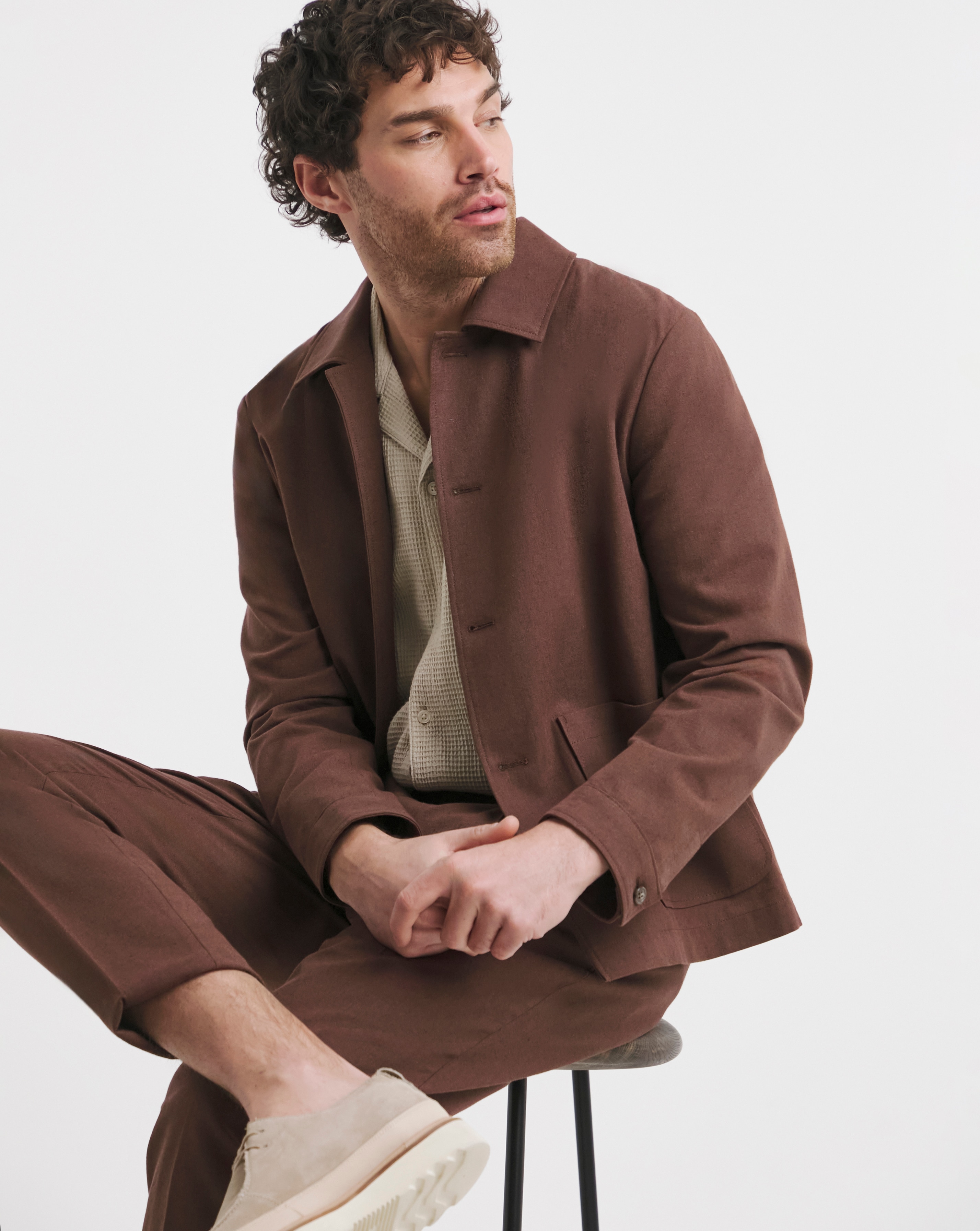 Linen Blend Utility Tailored Jacket