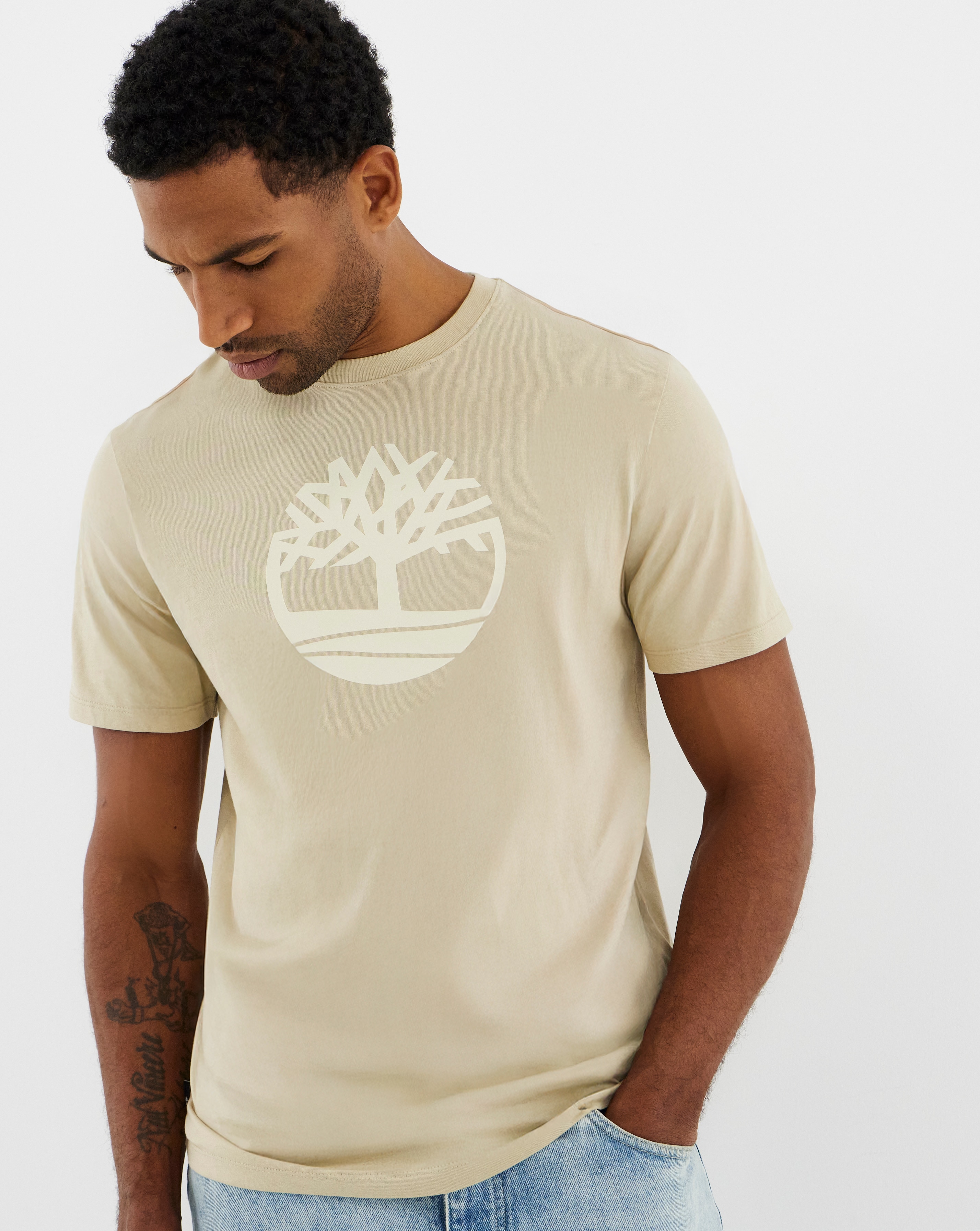 New In - Timberland Tree Logo T-Shirt - Stone