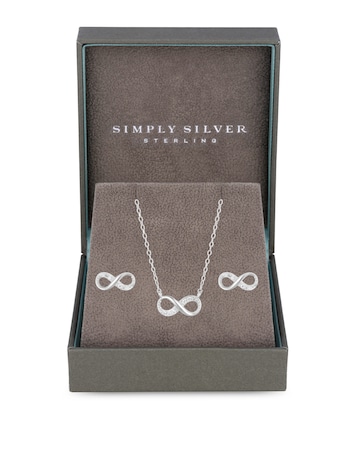 Simply Silver Sterling Silver 925 Infinity Set - Gift Boxed