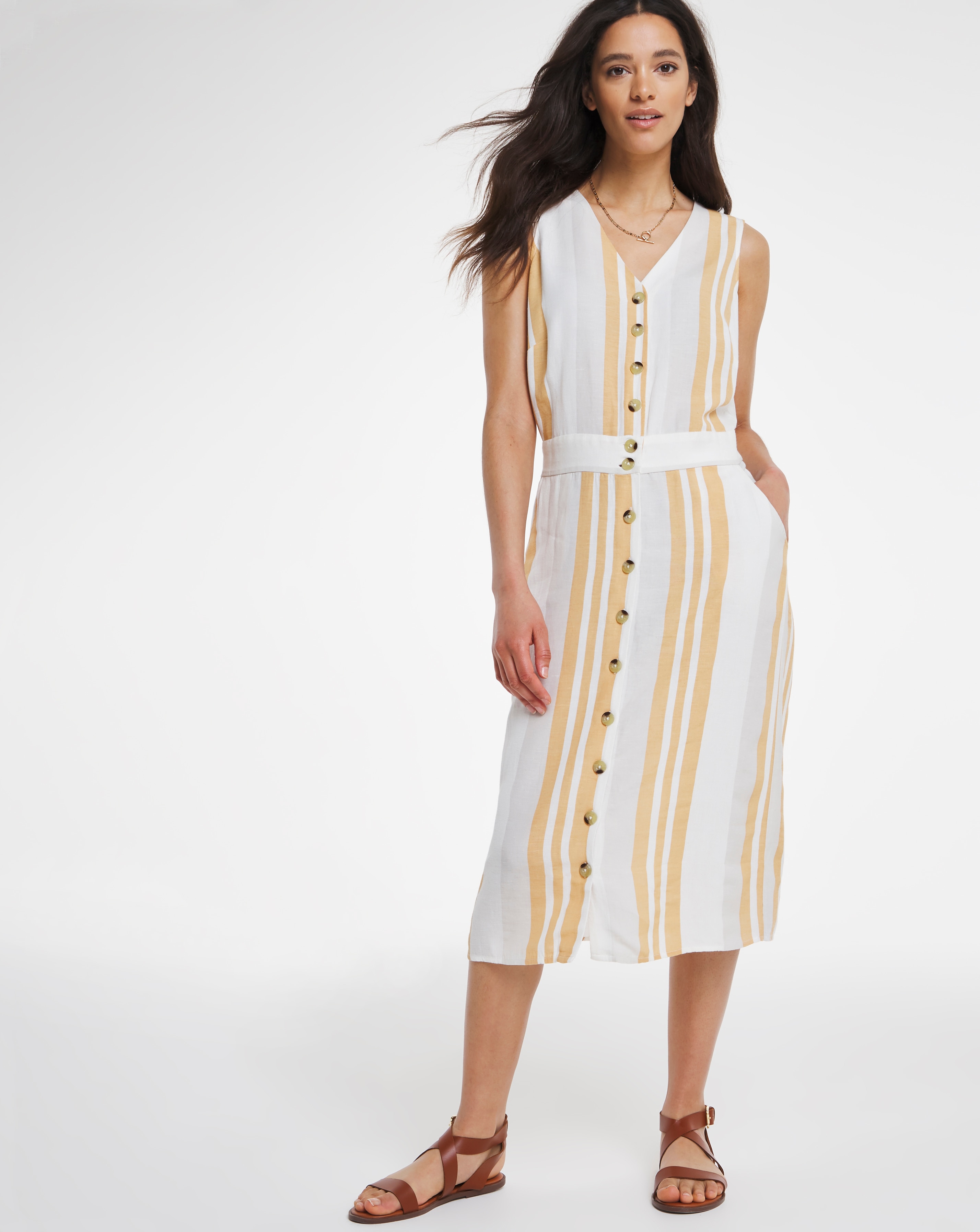 midi button front dress