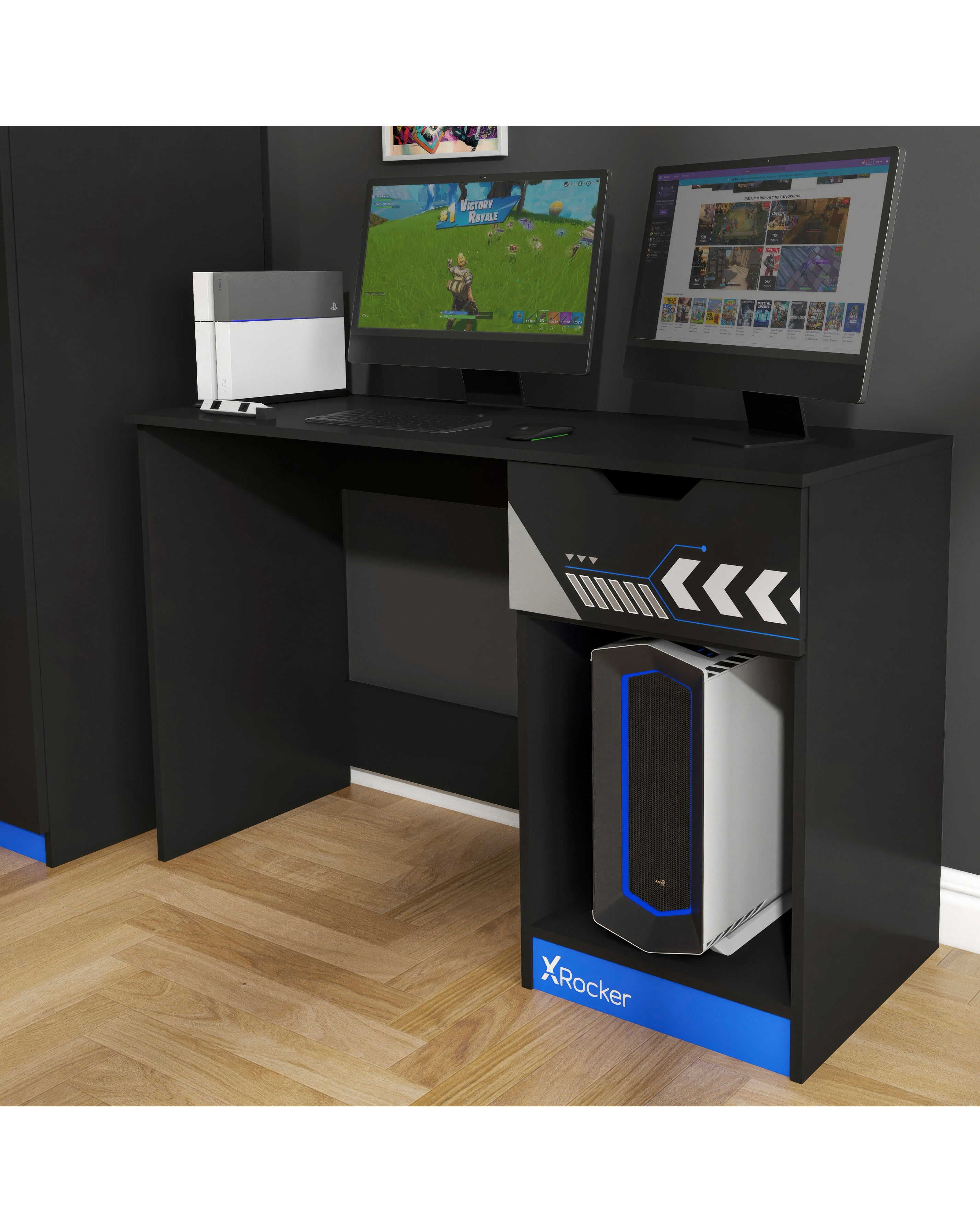 Octane Gaming Desk with Drawer - Blue