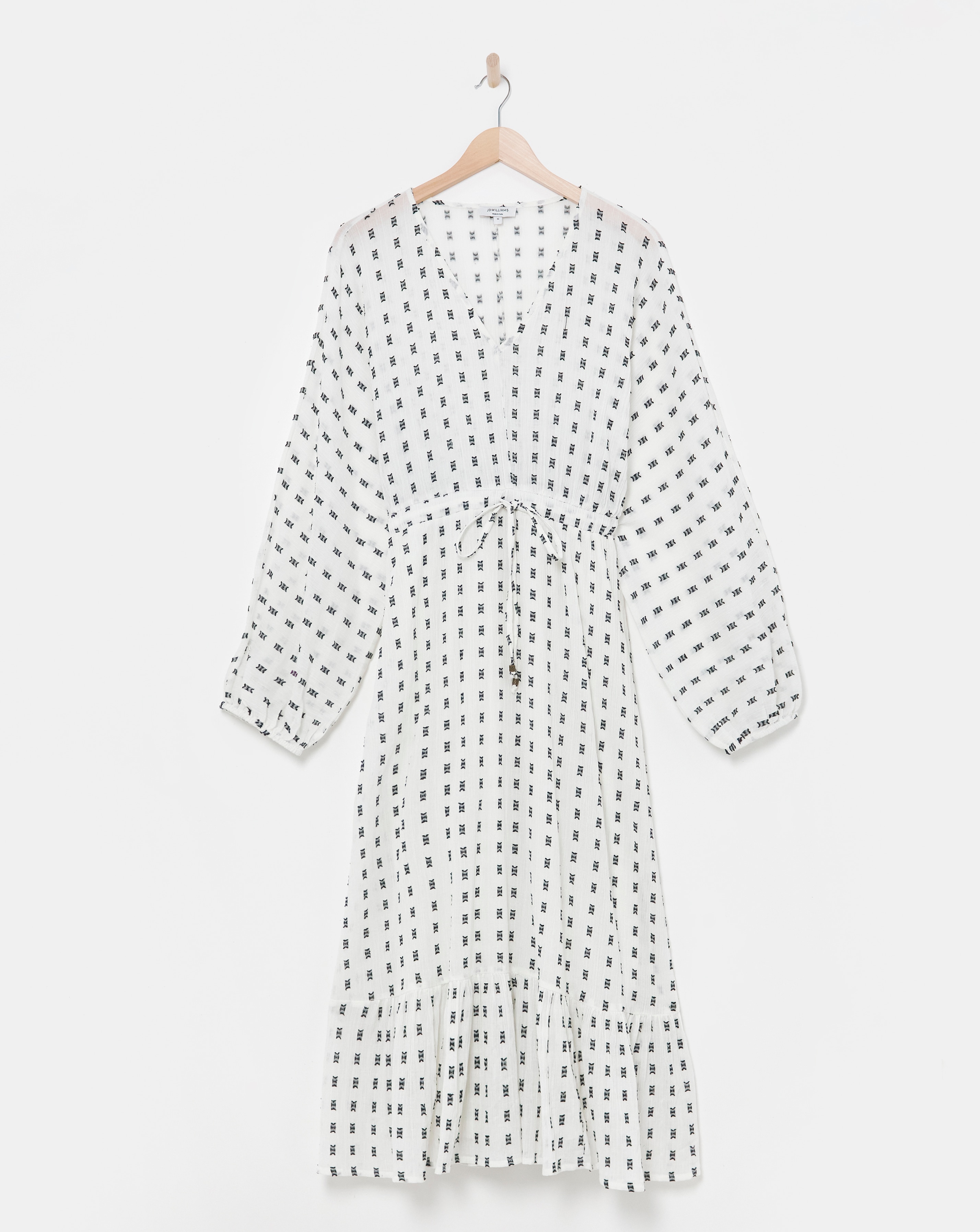 Contrast Dobby Balloon Sleeve Maxi Dress