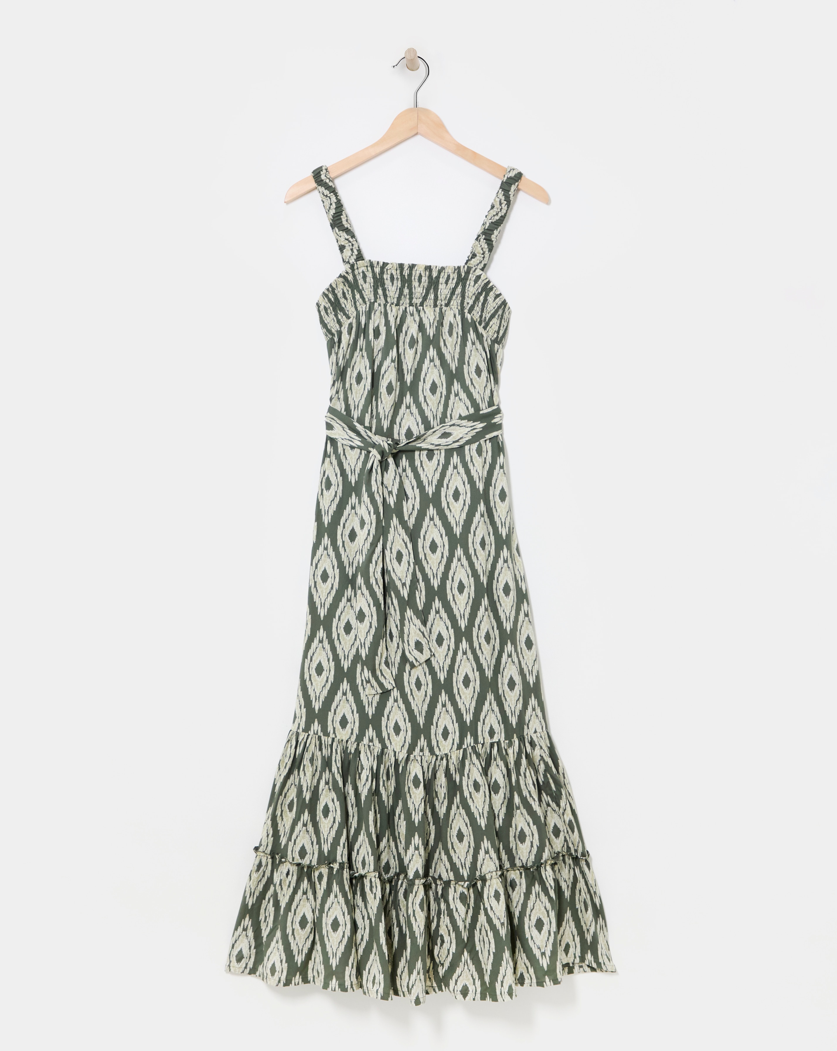 Printed Tie Waist Apron Dress