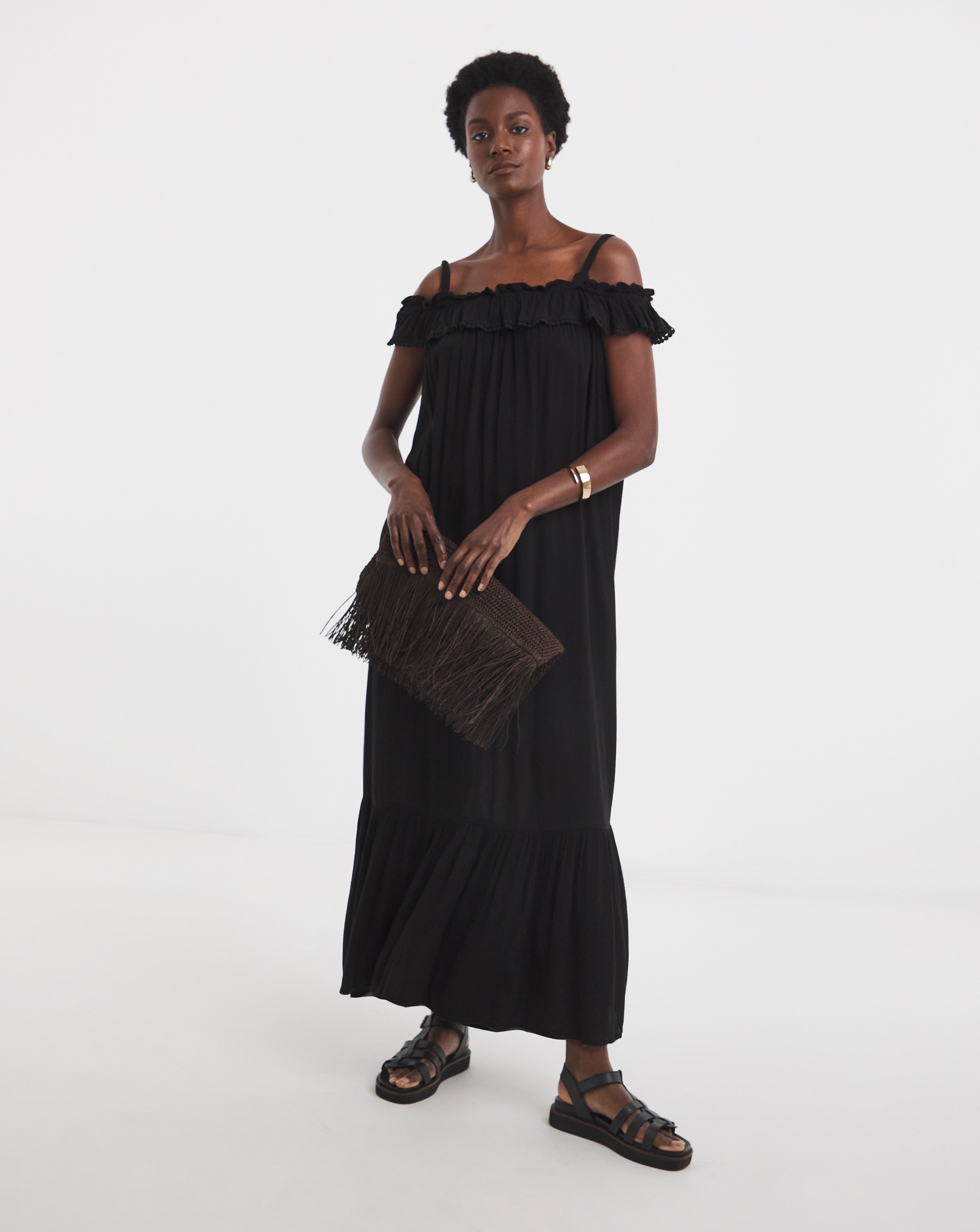 Bardot Crinkle Maxi Dress