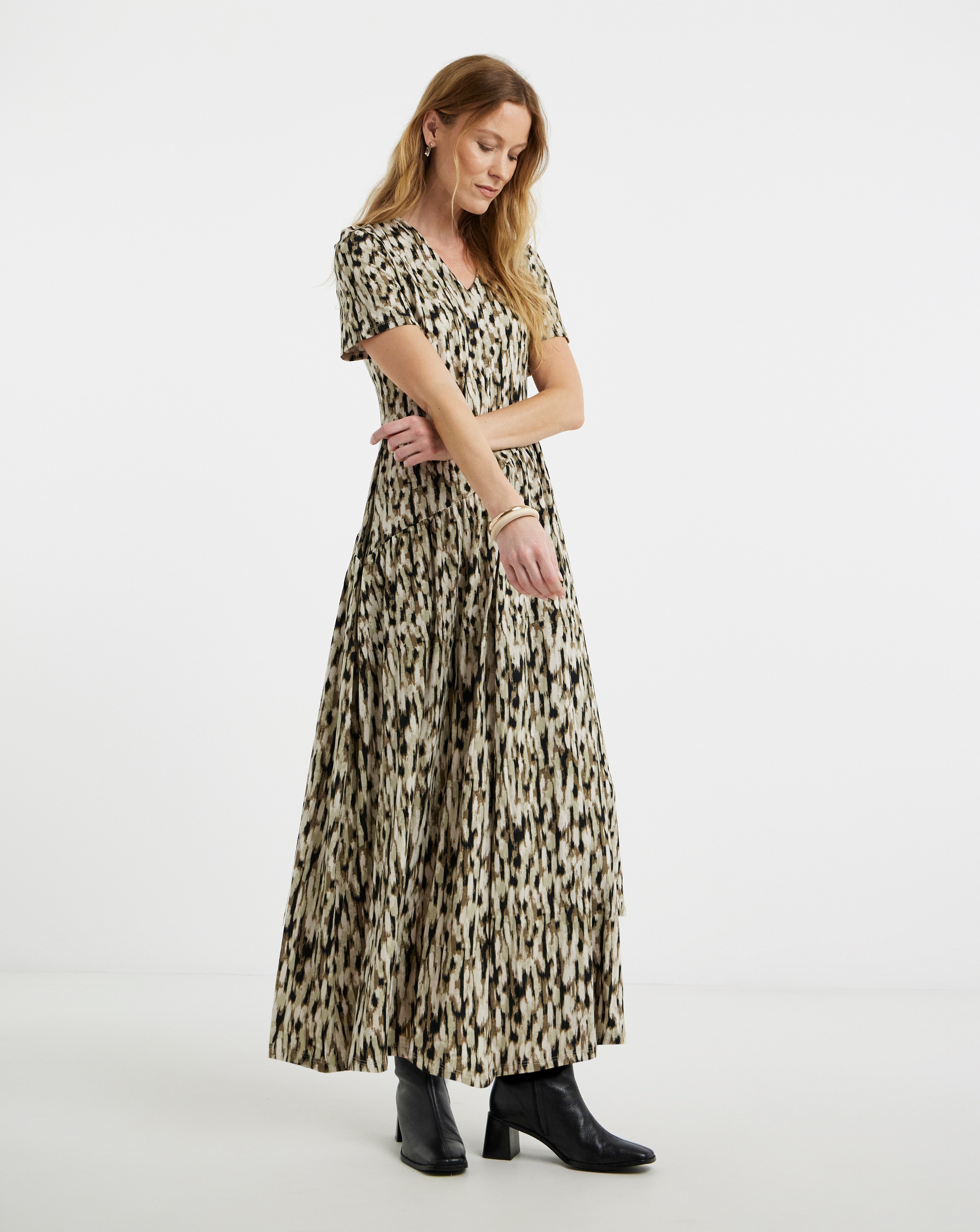 Asymmetric Seam Maxi Dress