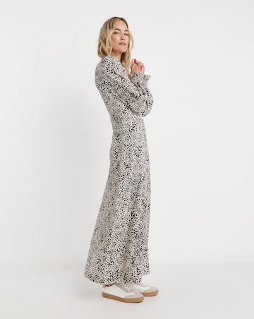 Long Sleeve V Neck Jersey Tea Dress