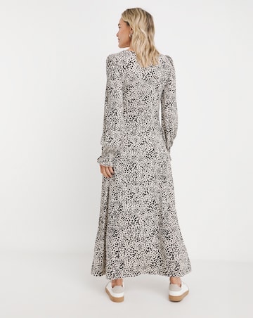 Long Sleeve V Neck Jersey Tea Dress