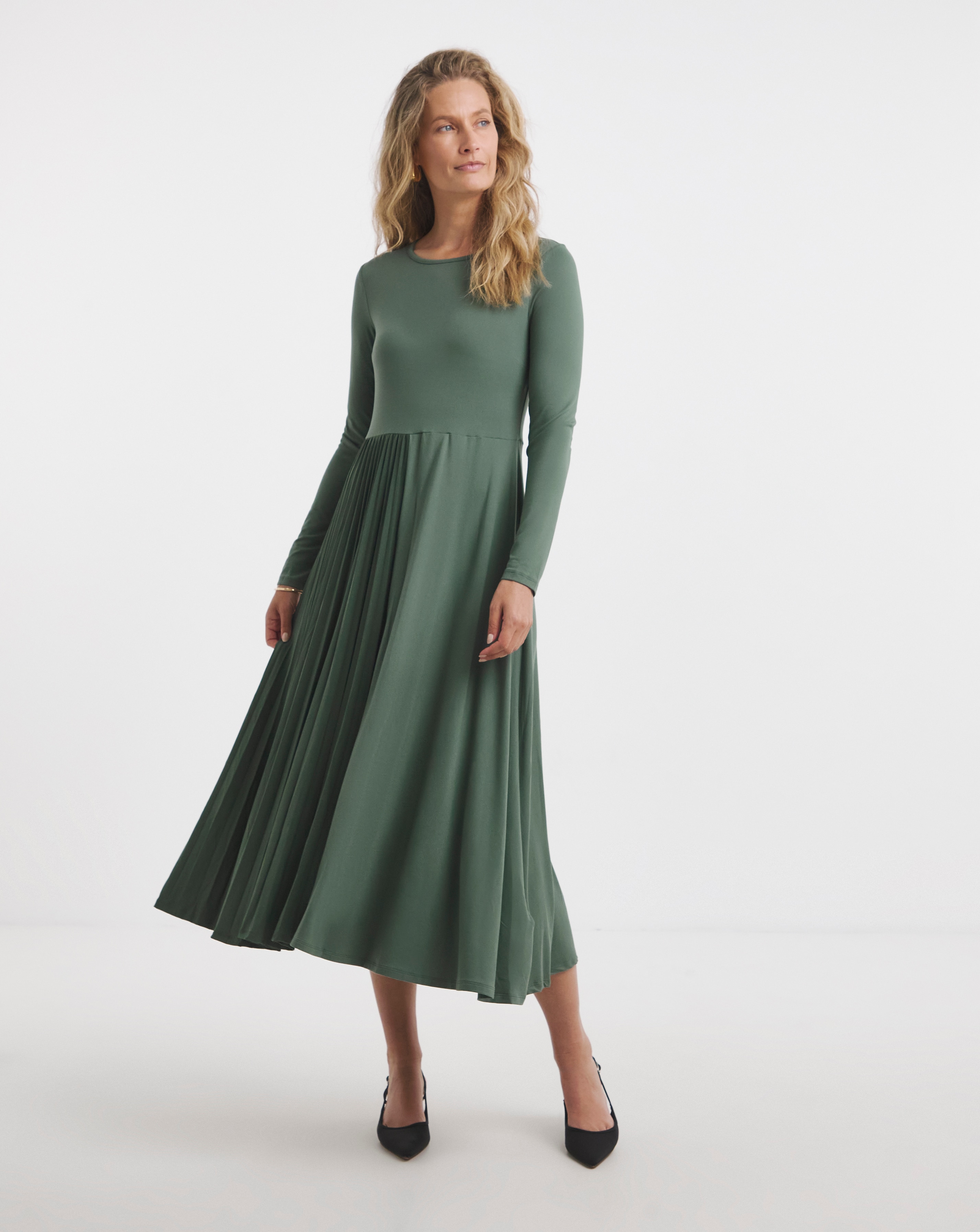 Pleated Panel Maxi Dress