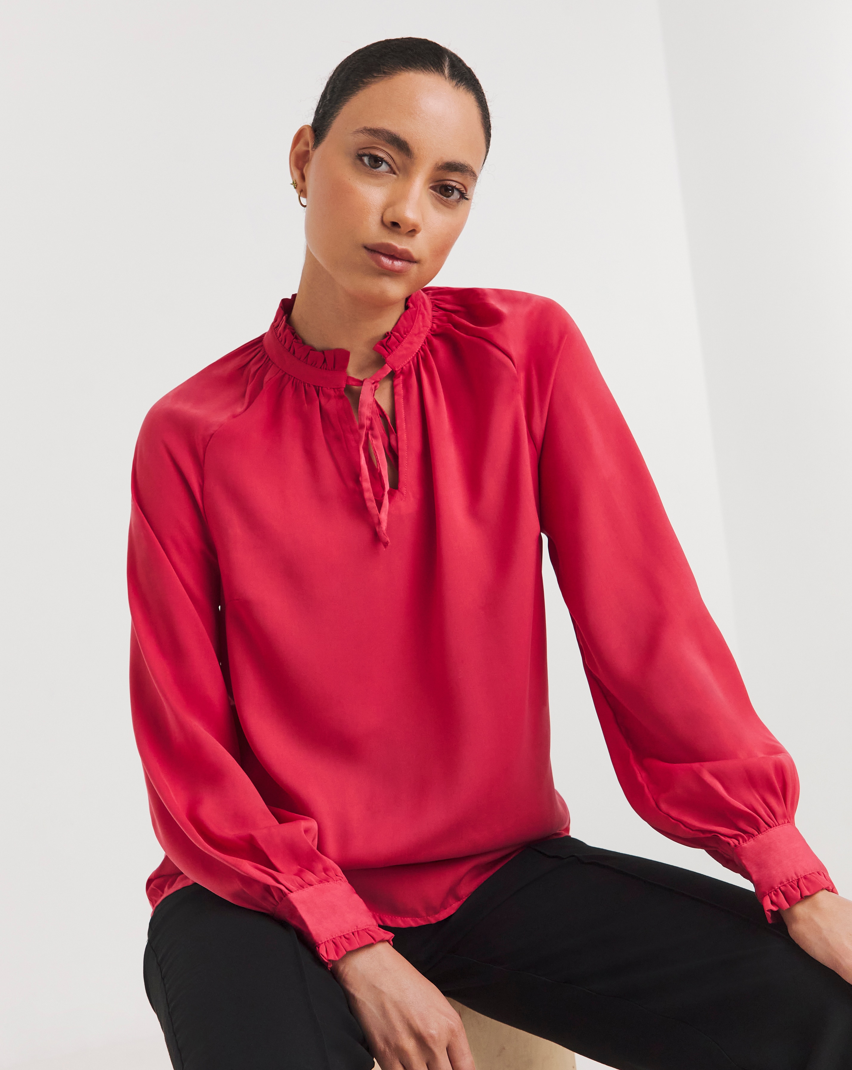 Satin Tie Neck Top