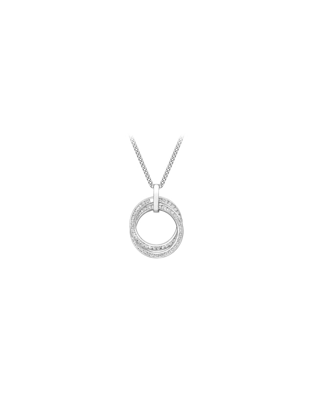 9ct Gold CZ Linked-Rings Pendant & Chain