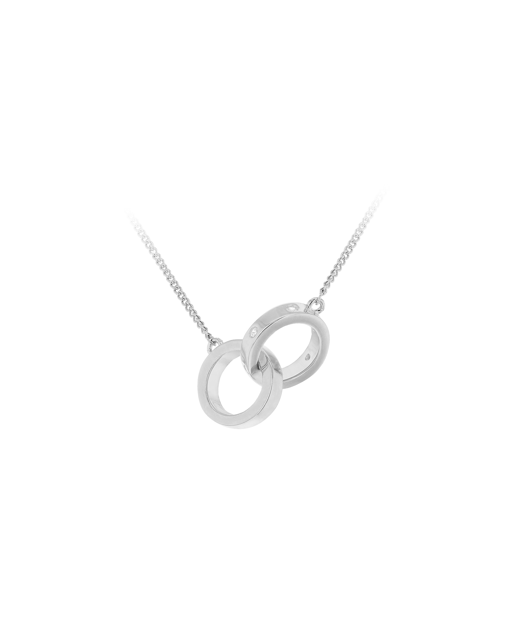 Sterling Silver CZ Linked-Rings Necklace