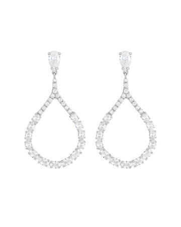 Jon Richard Rhodium Plated Cubic Zirconia Open Earrings