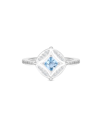 Simply Silver Sterling Silver 925 Blue Spinel And Cubic Zirconia Ring