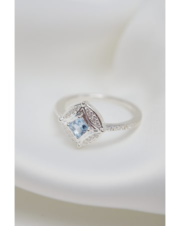 Simply Silver Sterling Silver 925 Blue Spinel And Cubic Zirconia Ring