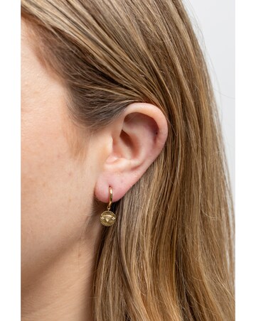 Inicio 14K Real Gold Plated Recycled Rose Quartz Charm Hoop Earrings