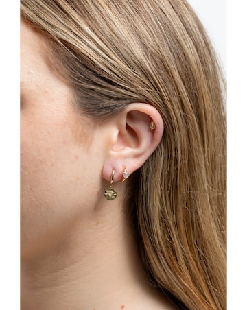 Inicio 14K Real Gold Plated Recycled Rose Quartz Charm Hoop Earrings