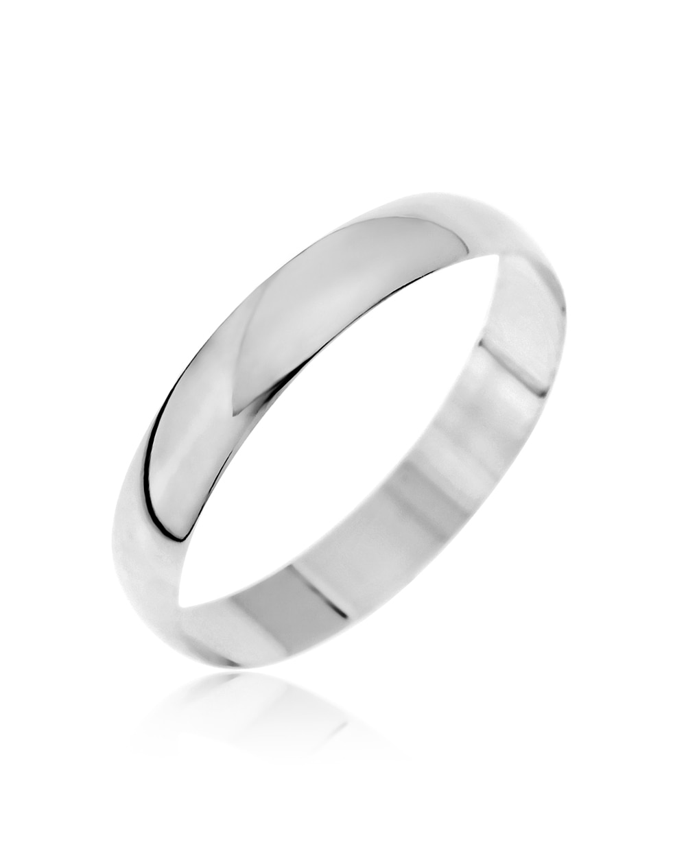 9ct White Gold D Shape Wedding Band