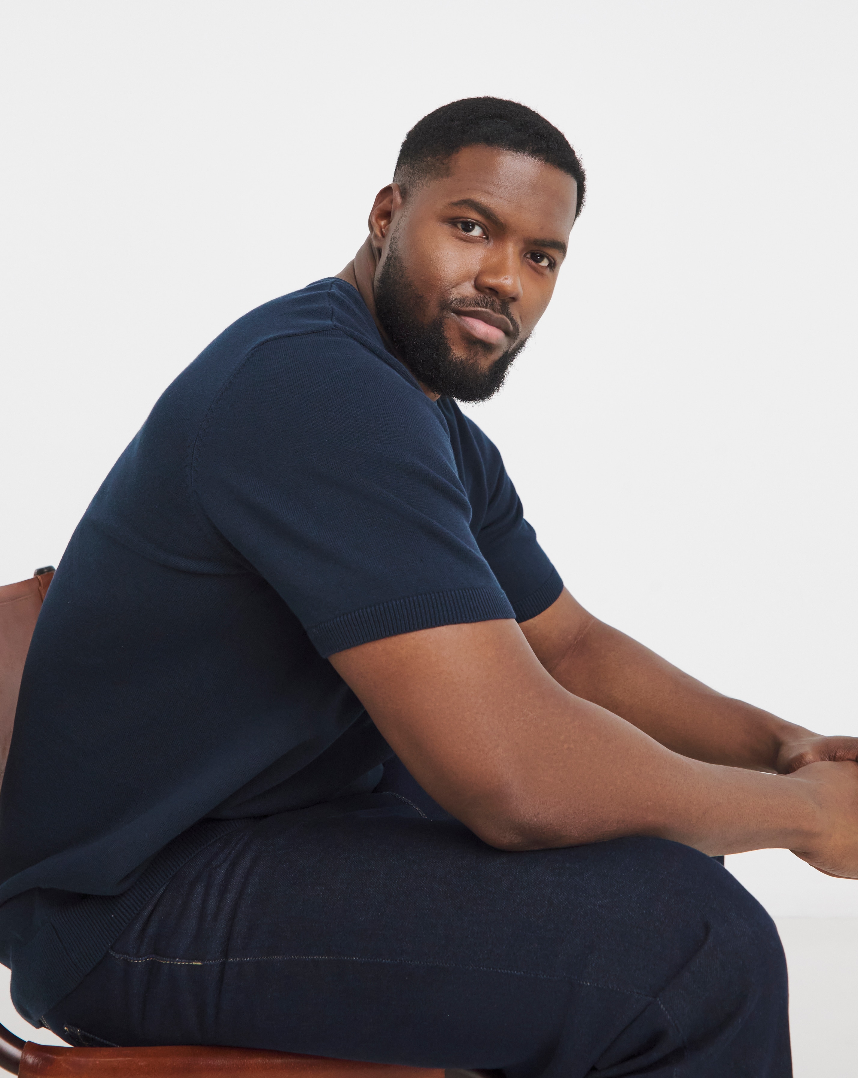 Navy Cotton Knitted Shirt