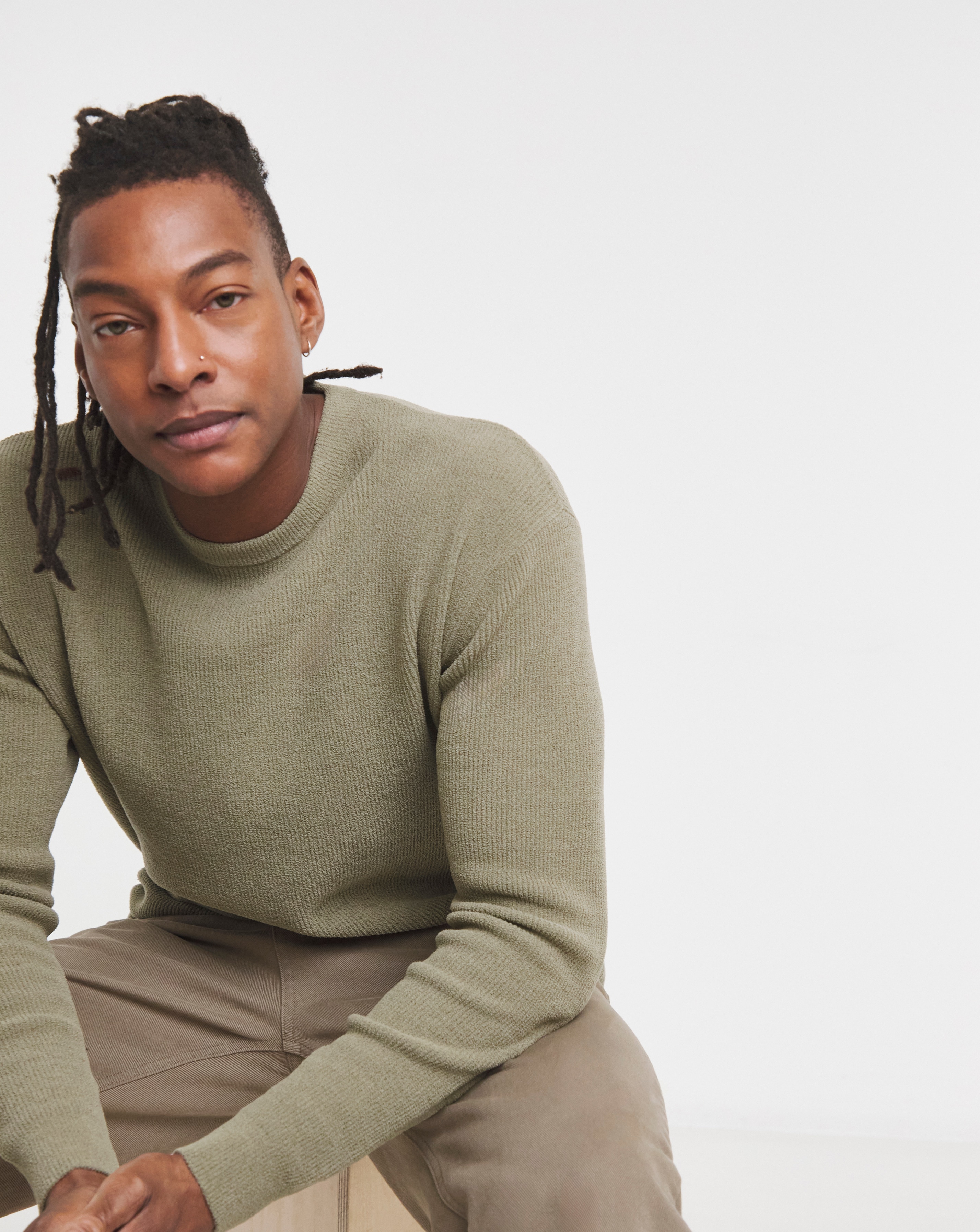 Olive Knitted Crew Neck Jumper