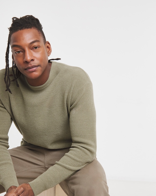 Olive Knitted Crew Neck Jumper