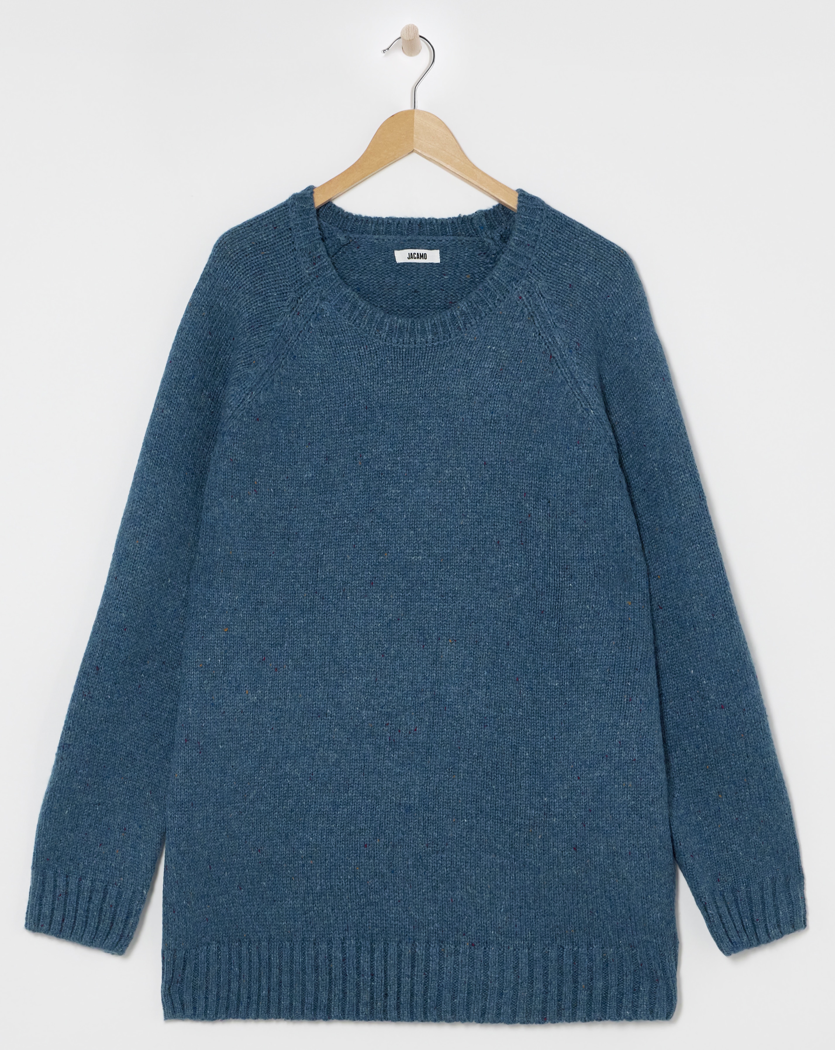 Chunky Nep Wool Blend Crew Neck