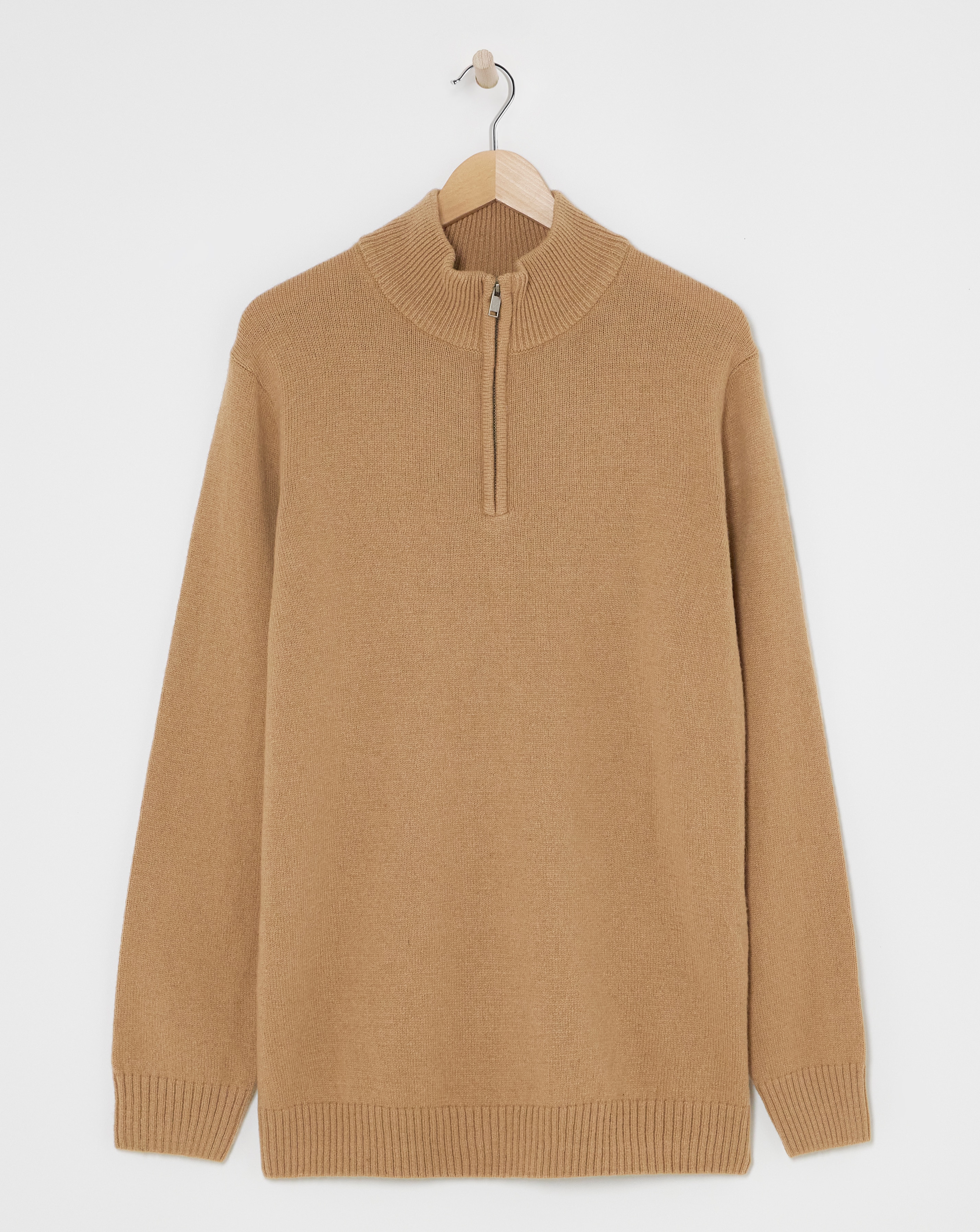 Tan Lambswool Funnel Neck