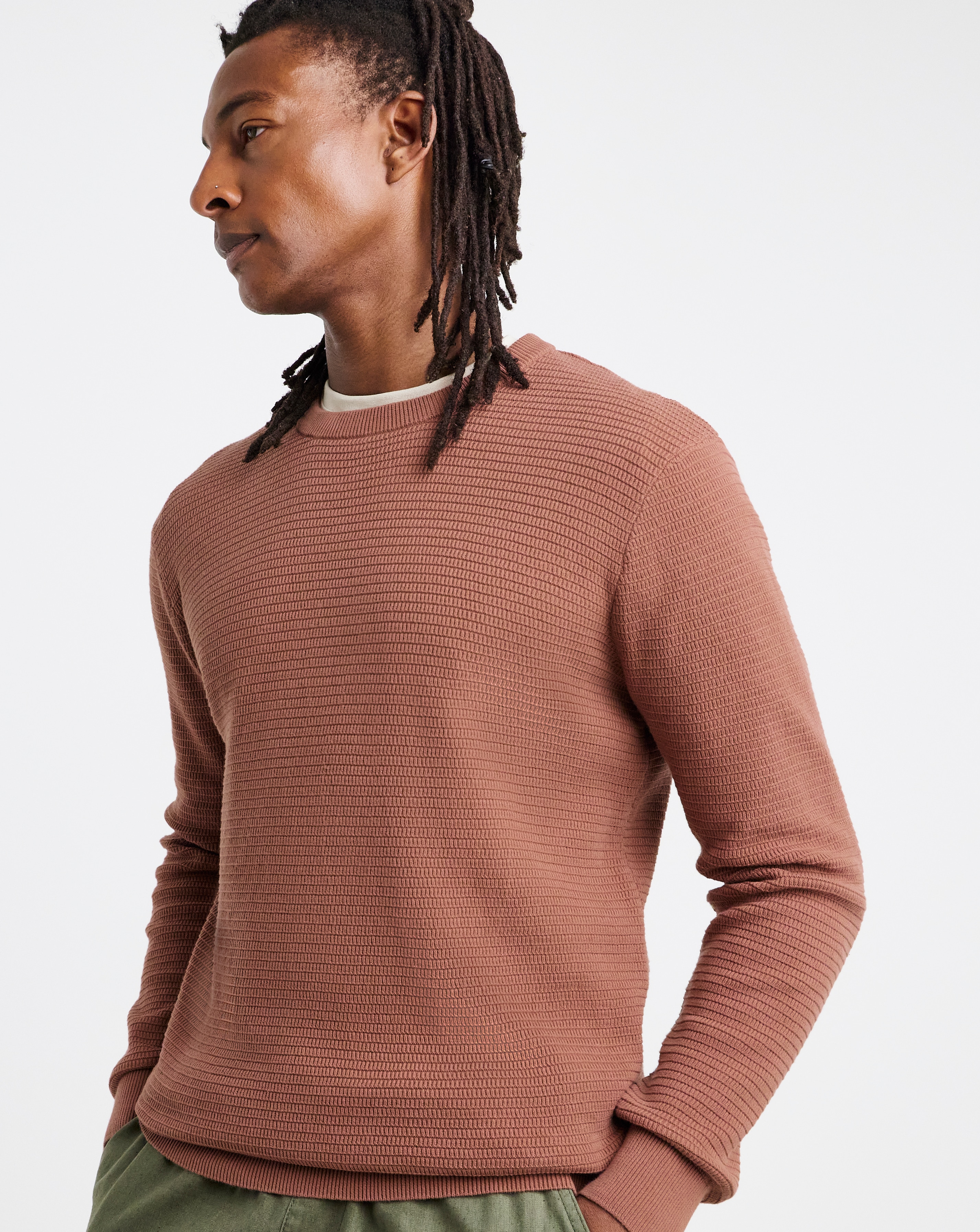 Textured Knitted Crew Neck Jumper
