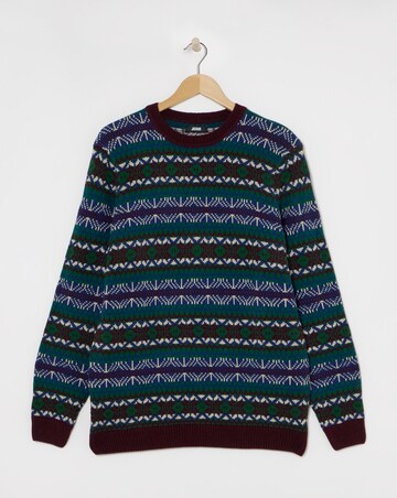 Burgundy Crew Neck Fairisle Jumper