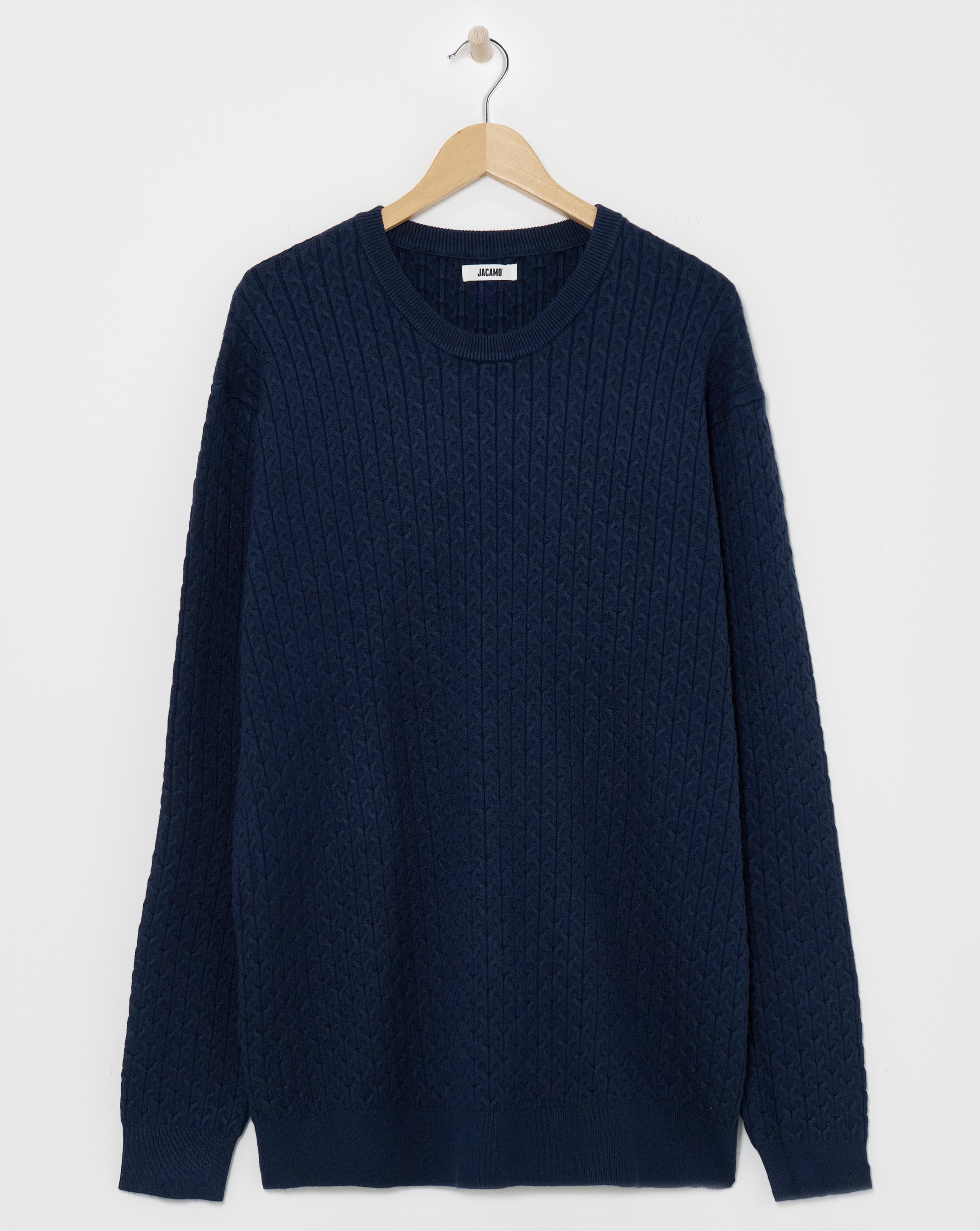 Navy Soft Touch Cable Crew Neck Jumper