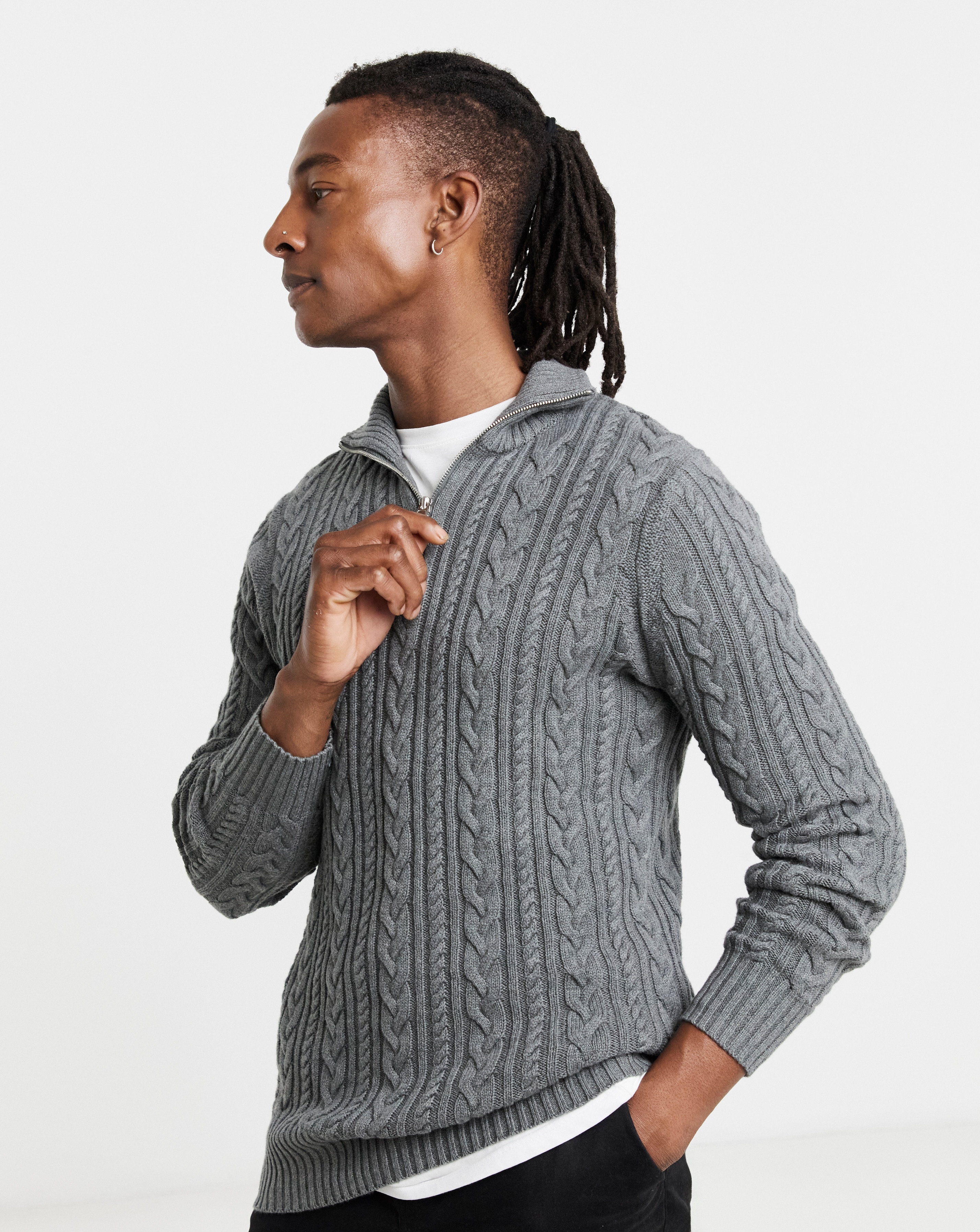 Cable 1/4 Zip Neck Jumper