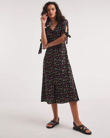 Joe Browns Tie Detail Woven Print Strawberry Print Dress